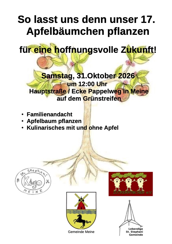 Werbeplakat für Veranstaltung "Apfelbaum pflanzen"